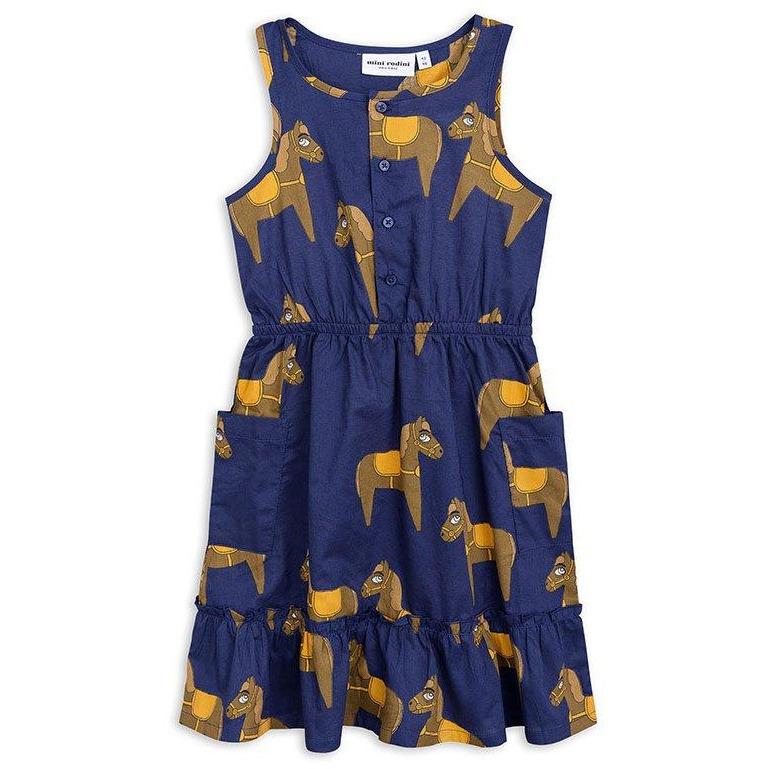 Horse Woven Flounce Dress-Fille-MINI RODINI-Maralex Paris (1976007360575)