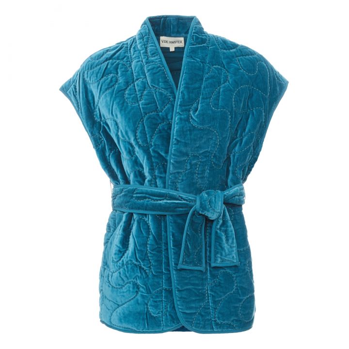 Kimono Velours Bleu Canard Sirva (7000359534655)